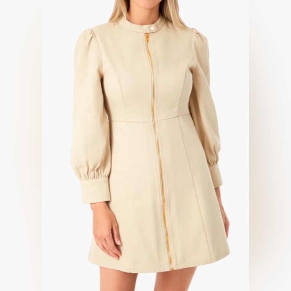 Hyacinth House x Tuckernuck Brighton Full Zip Mini Dress Taupe Size Large